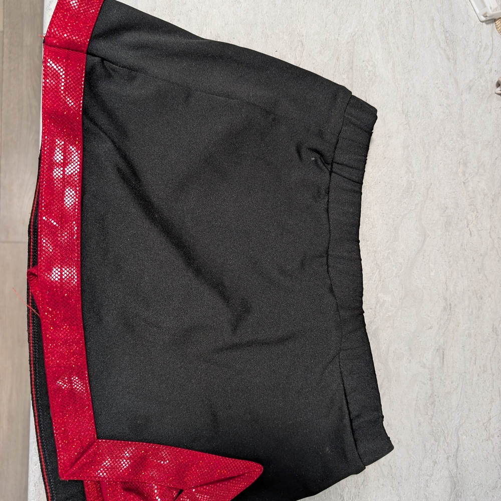 Varsity Black Shorts with Red Trim
